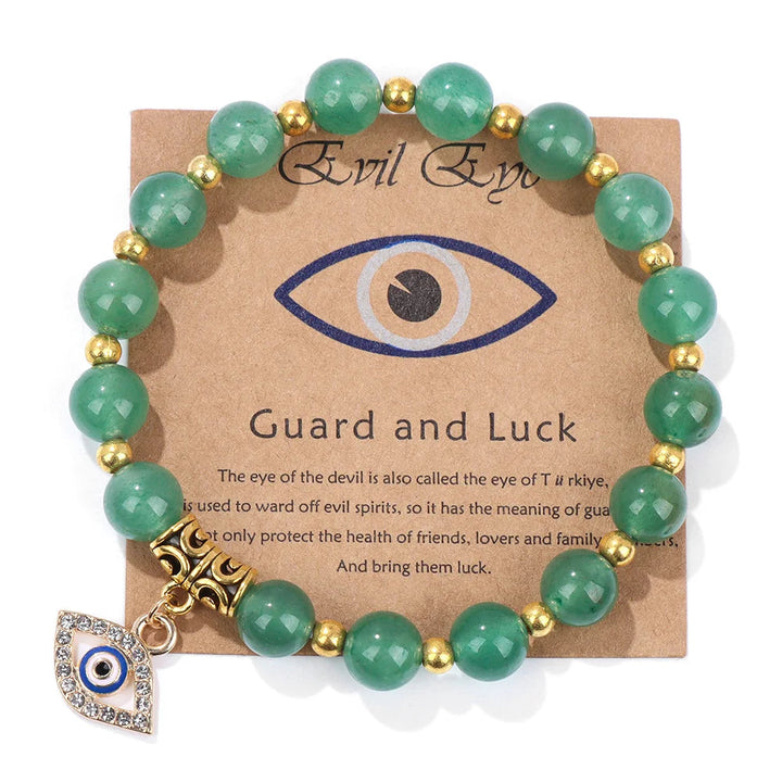 Turkish Evil Eye Pendant Bracelet | Protection Beads Jewellery-17 CM (Sold out!)-Green Aventurine-Nora Luxe