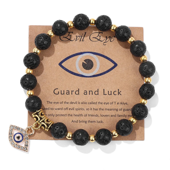 Turkish Evil Eye Pendant Bracelet | Protection Beads Jewellery-17 CM (Sold out!)-Lava Stone-Nora Luxe