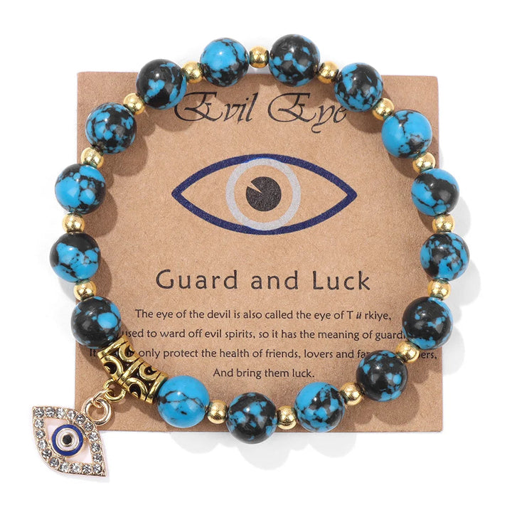 Turkish Evil Eye Pendant Bracelet | Protection Beads Jewellery-17 CM (Sold out!)-Turquoise-Nora Luxe