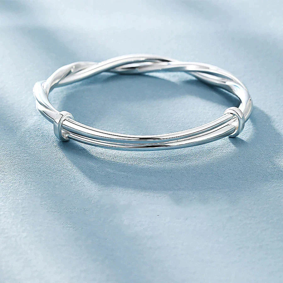Twisted Silver Bracelet-Nora Luxe