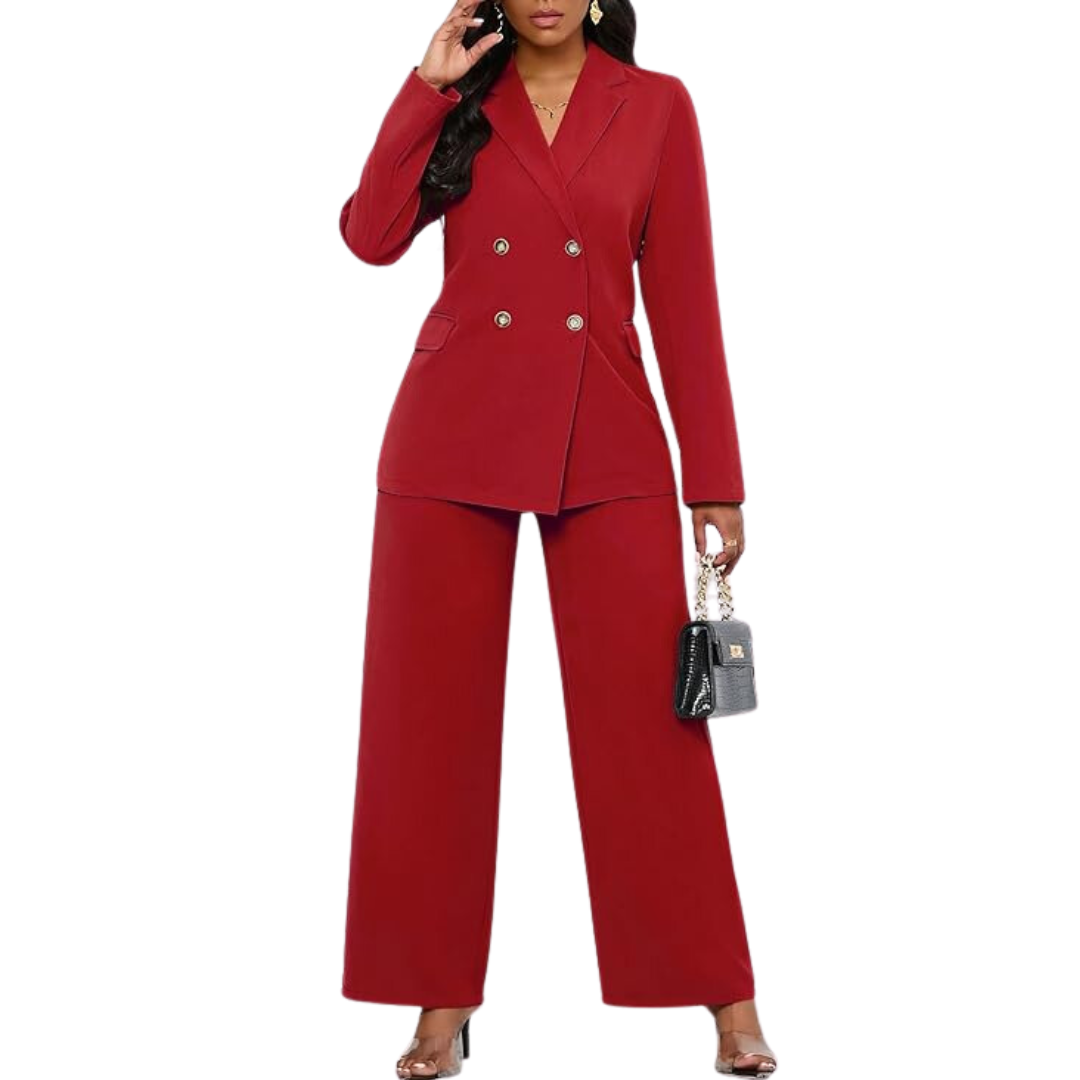 Two-Piece Blazer & Wide Trousers Women's Business Suit - Wendy-Black-S-Nora Luxe