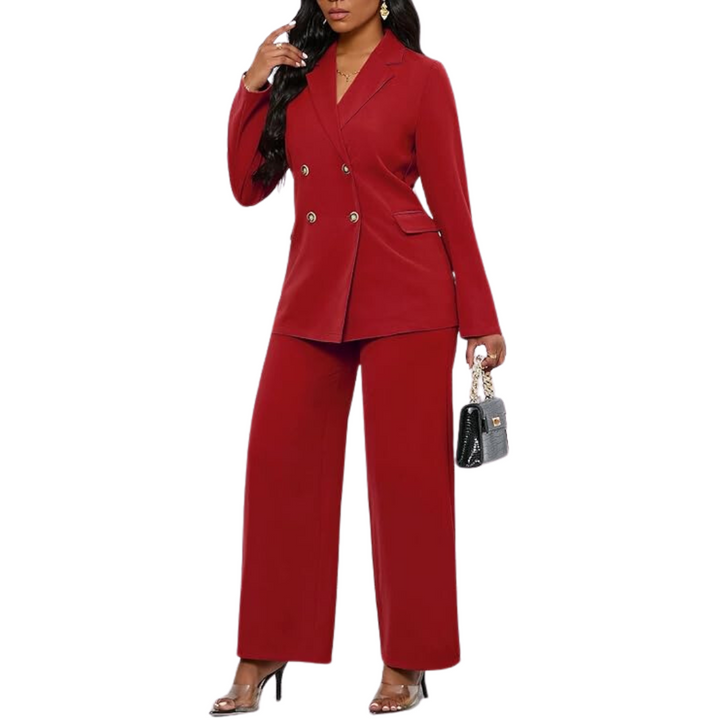 Two-Piece Blazer & Wide Trousers Women's Business Suit - Wendy-Black-S-Nora Luxe