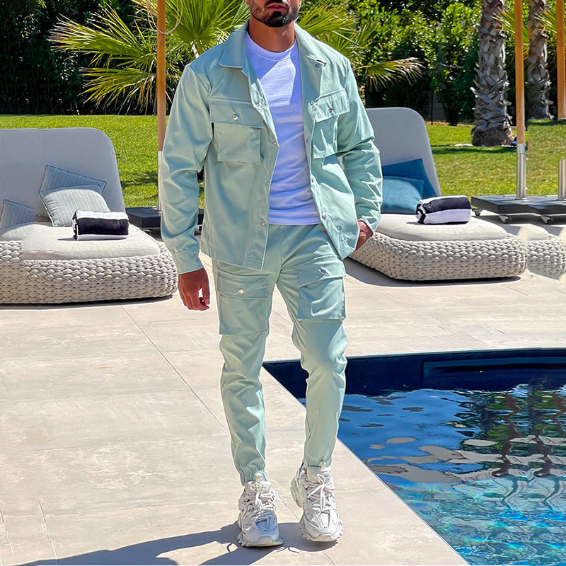 Two-Piece Cargo Set for Men - NomadCargo-Green-S-Nora Luxe
