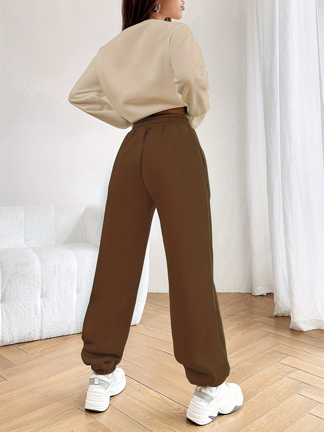 Two-piece Jogging Suit with Trendy Letter Print - Isabelle-Green-S-Nora Luxe