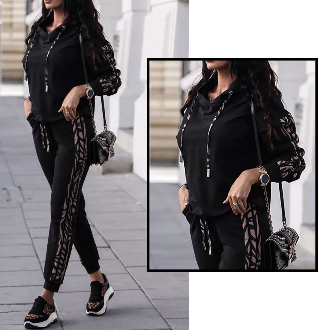 Two-Piece Ladies' Sports Set – Yara-Black-S-Nora Luxe