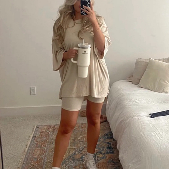 Two-piece lounge and leisurewear for women – Fenja-Oatmeal-S-Nora Luxe