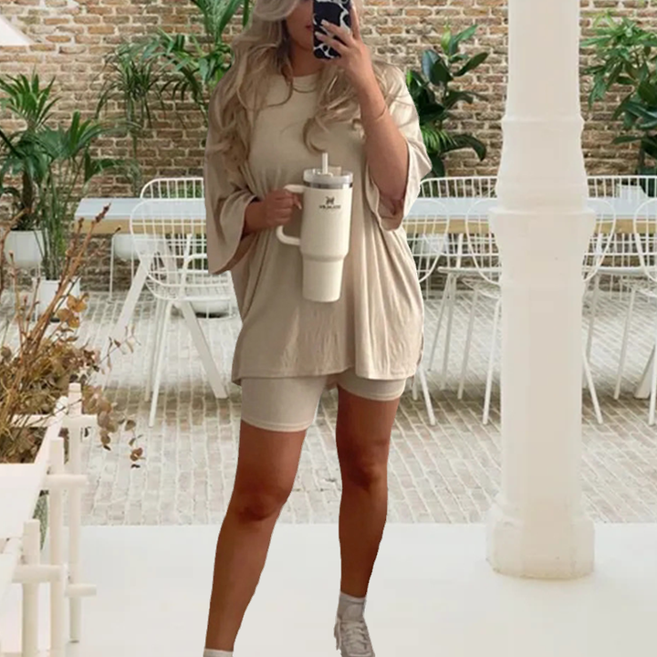 Two-piece lounge and leisurewear for women – Fenja-Oatmeal-S-Nora Luxe