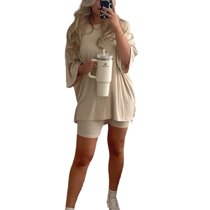 Two-piece lounge and leisurewear for women – Fenja-Oatmeal-S-Nora Luxe