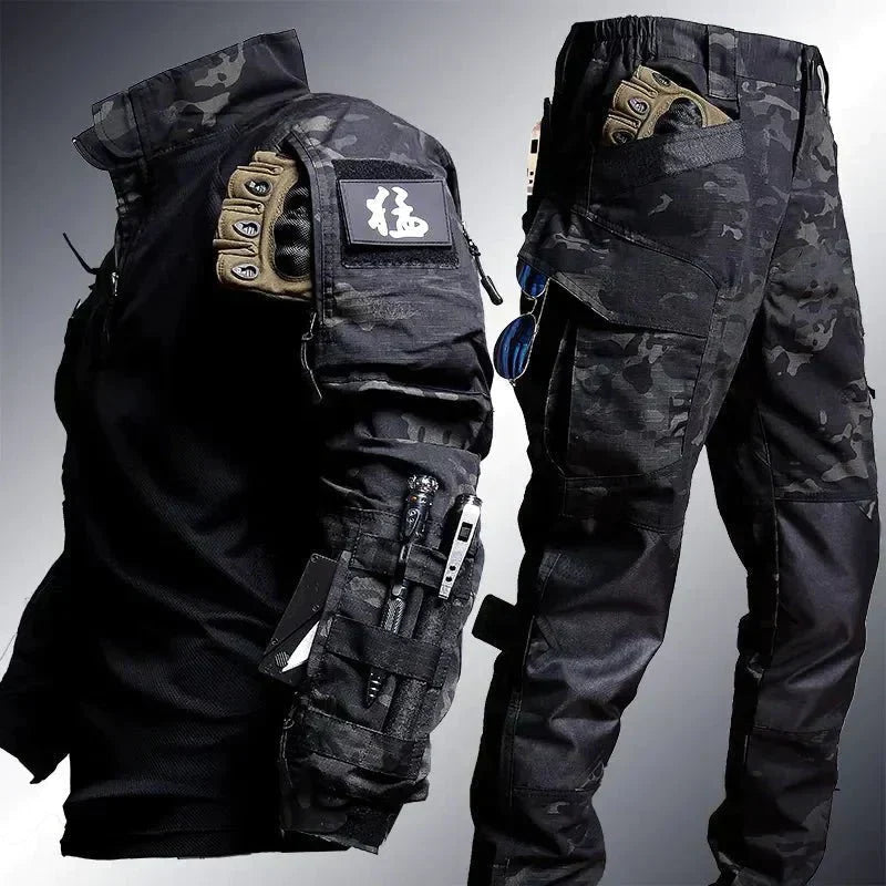 Two-Piece Men's Army Outfit - Logan-Black-S-Nora Luxe