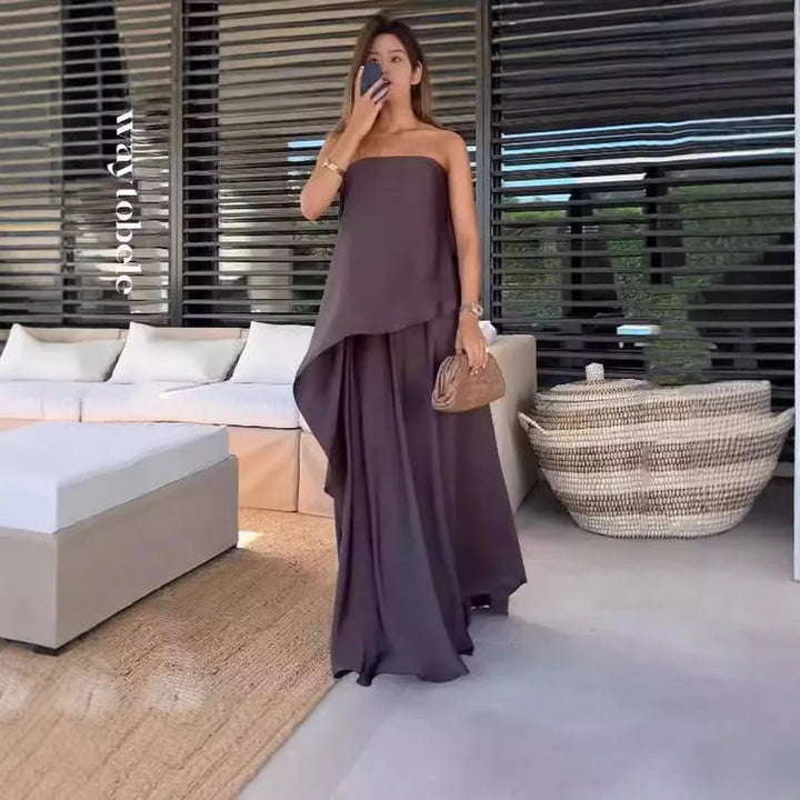 Two-Piece Off-Shoulder Blouse and Maxi Skirt Set for Women – Jolina-XS-Nora Luxe