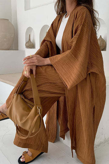 Two-Piece Relax Set with Jacket and Trousers – Alizéa-Dark brown-S-The Livary