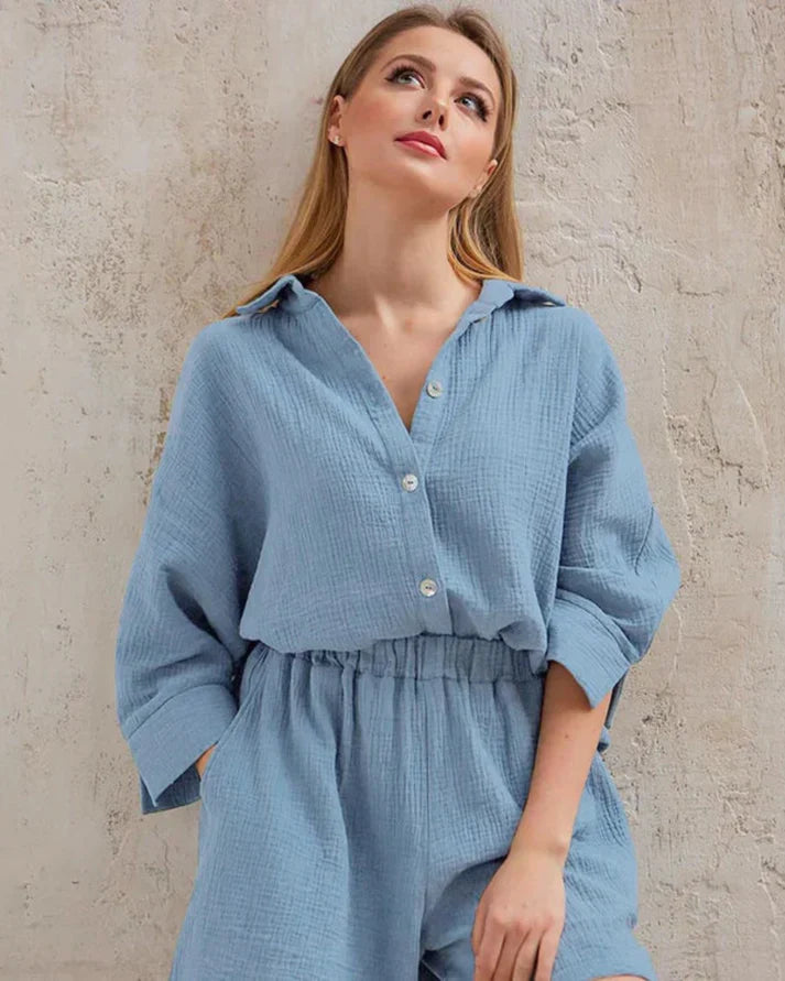 Two-piece summer combo with structure for women – Tabea-Blue-S-Nora Luxe