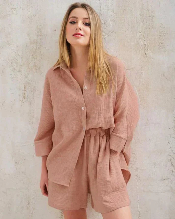 Two-piece summer combo with structure for women – Tabea-Brown-S-Nora Luxe