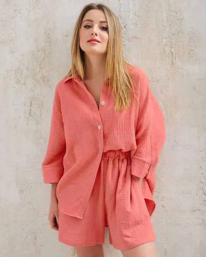 Two-piece summer combo with structure for women – Tabea-Orange-S-Nora Luxe