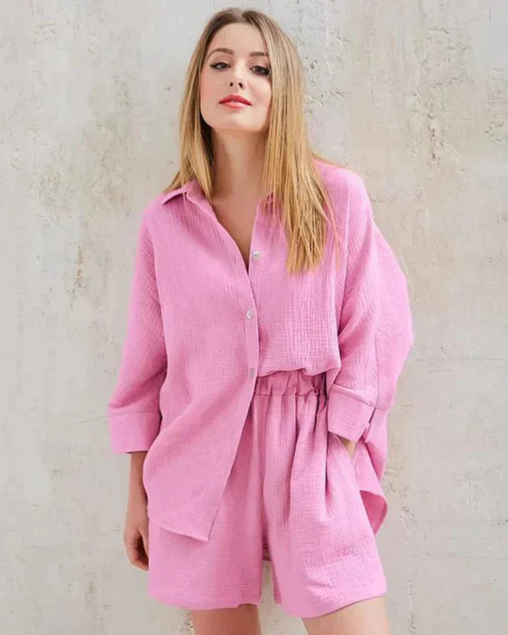 Two-piece summer combo with structure for women – Tabea-Pink-S-Nora Luxe