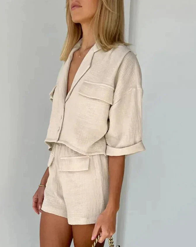 Two-piece summer set made of cotton for women – Kaja-S-Nora Luxe