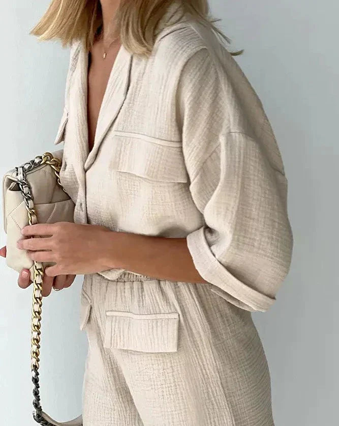 Two-piece summer set made of cotton for women – Kaja-S-Nora Luxe