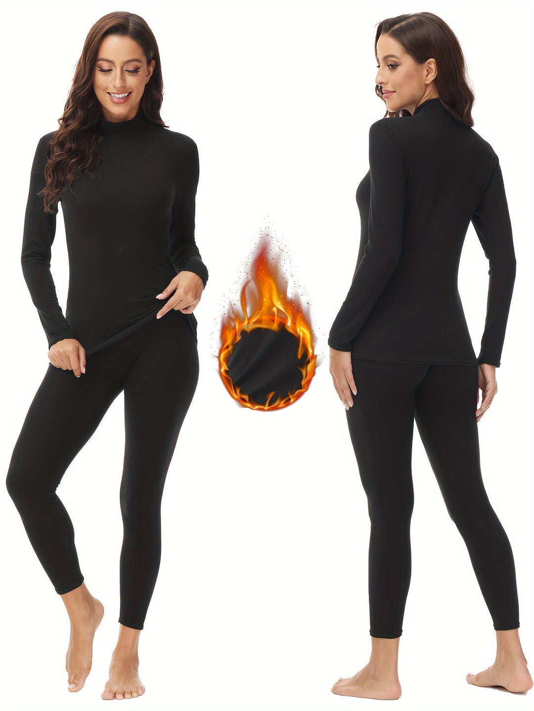 Two-piece Thermoset for the Cold Winter Months - Serena-Black-XS-Nora Luxe