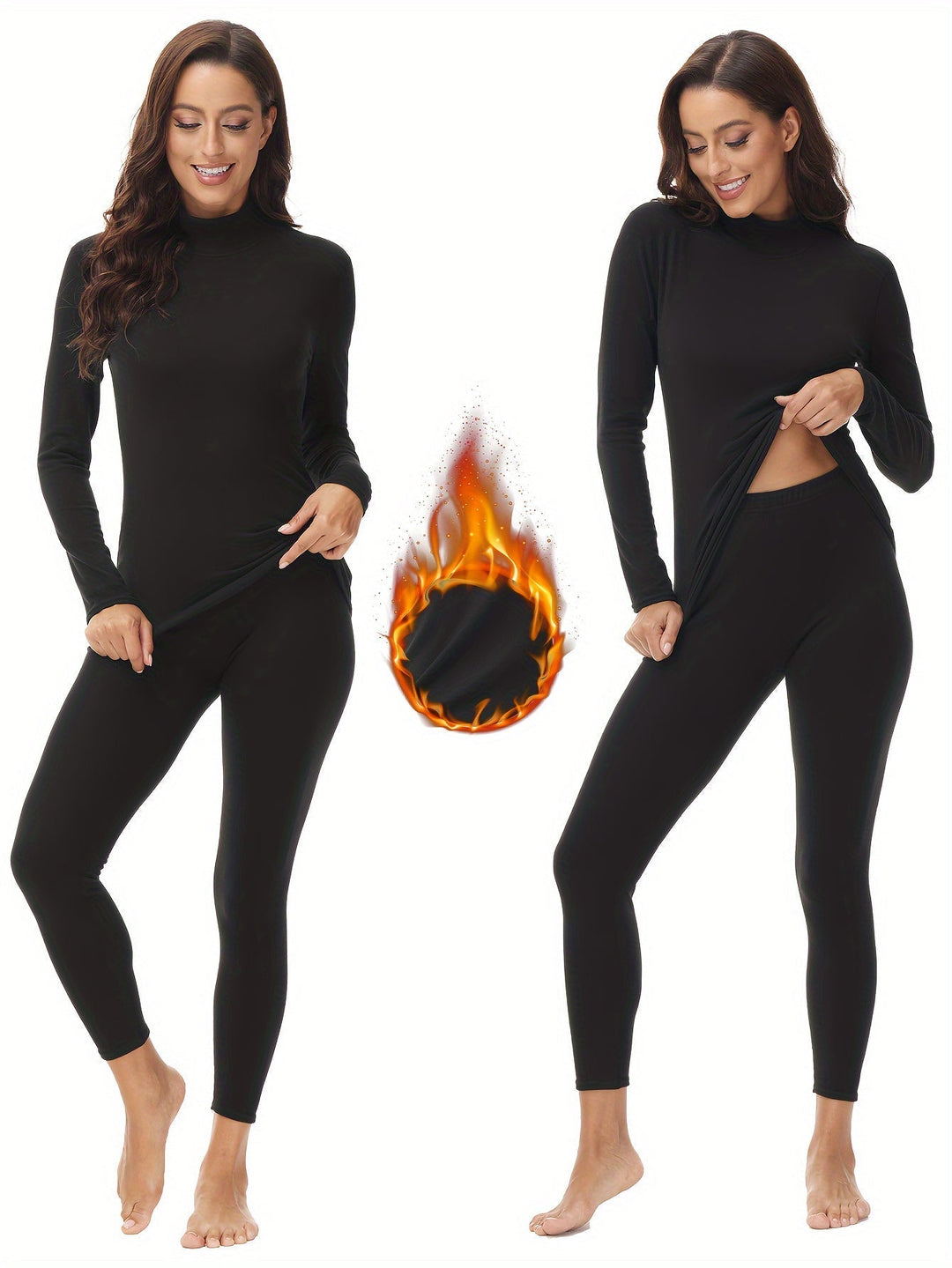 Two-piece Thermoset for the Cold Winter Months - Serena-Black-XS-Nora Luxe