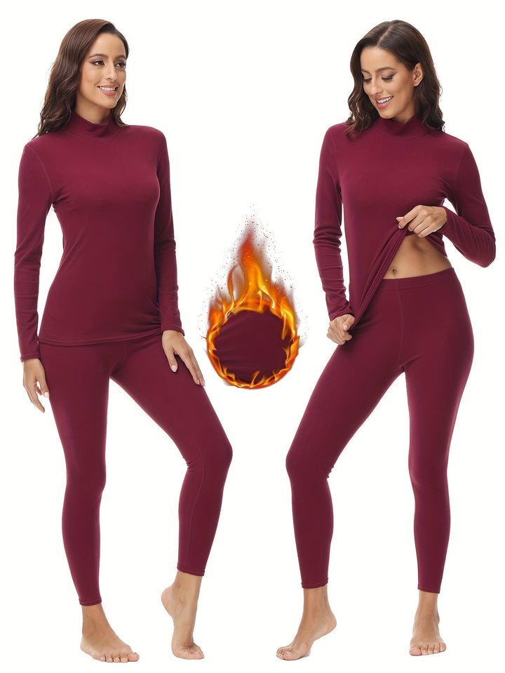 Two-piece Thermoset for the Cold Winter Months - Serena-Bordeaux red-XS-Nora Luxe