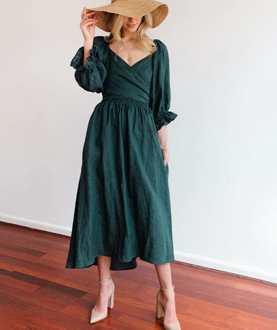 Two-Way Maxi Summer Dress - Celina-Dark green-S-The Livary