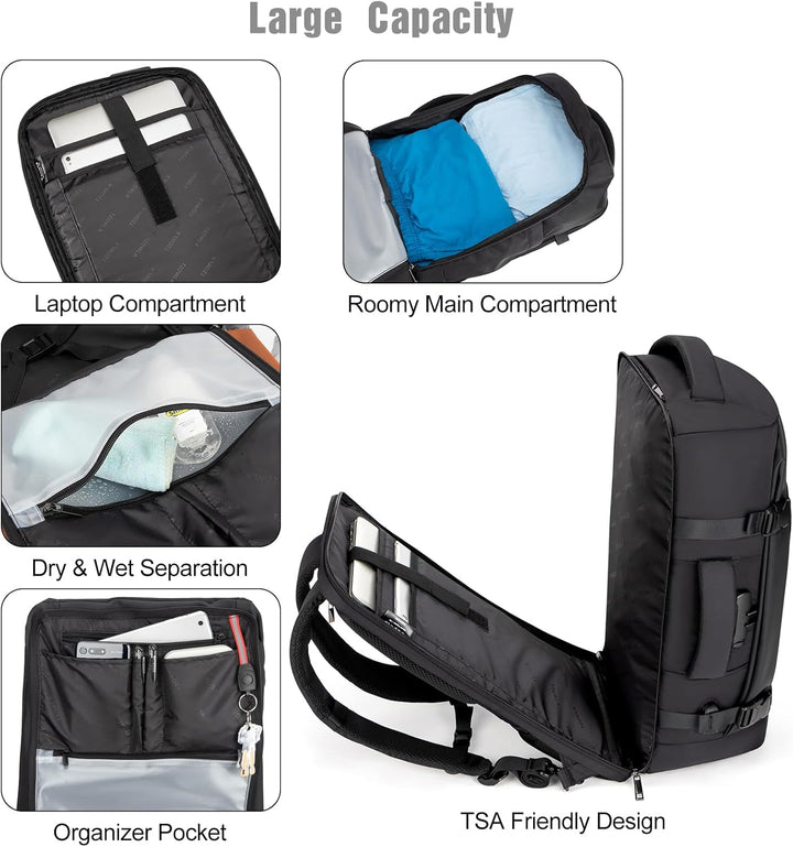 40L Water-Resistant Travel Laptop Backpack with USB Port & Anti-Theft Lock – AeroPack