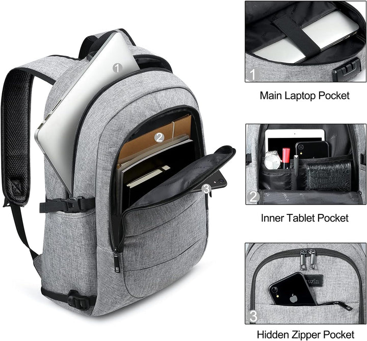 Extra Large Anti-Theft Laptop & Travel Backpack with USB Port – 30–50L