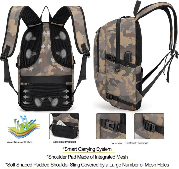 Extra Large Anti-Theft Laptop & Travel Backpack with USB Port – 30–50L