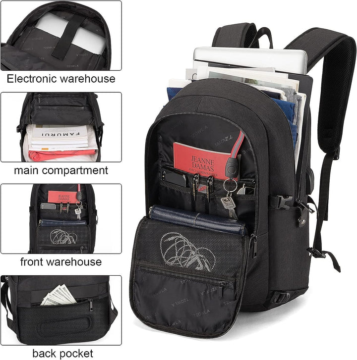 Extra Large Anti-Theft Laptop & Travel Backpack with USB Port – 30–50L