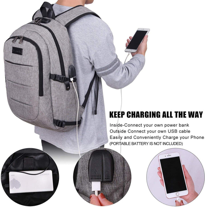 Extra Large Anti-Theft Laptop & Travel Backpack with USB Port – 30–50L