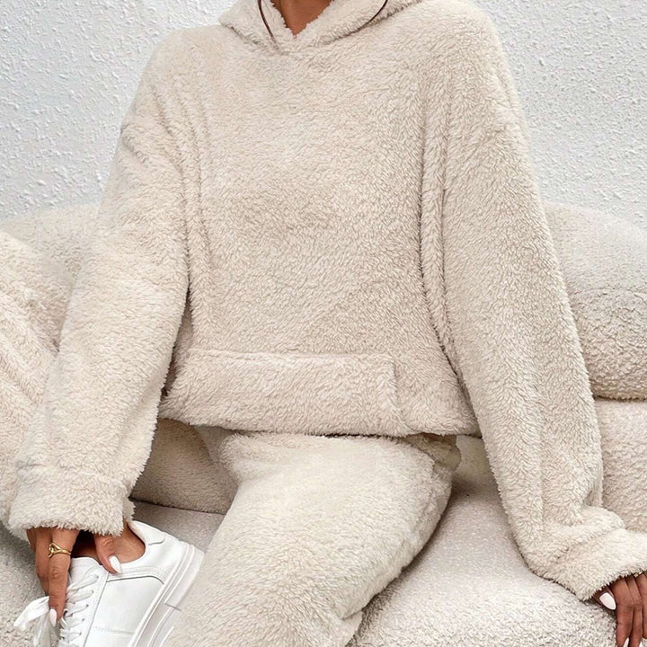Ultra-Comfortable Teddy Loungewear with Hood - Lana-Beige-XS-Nora Luxe