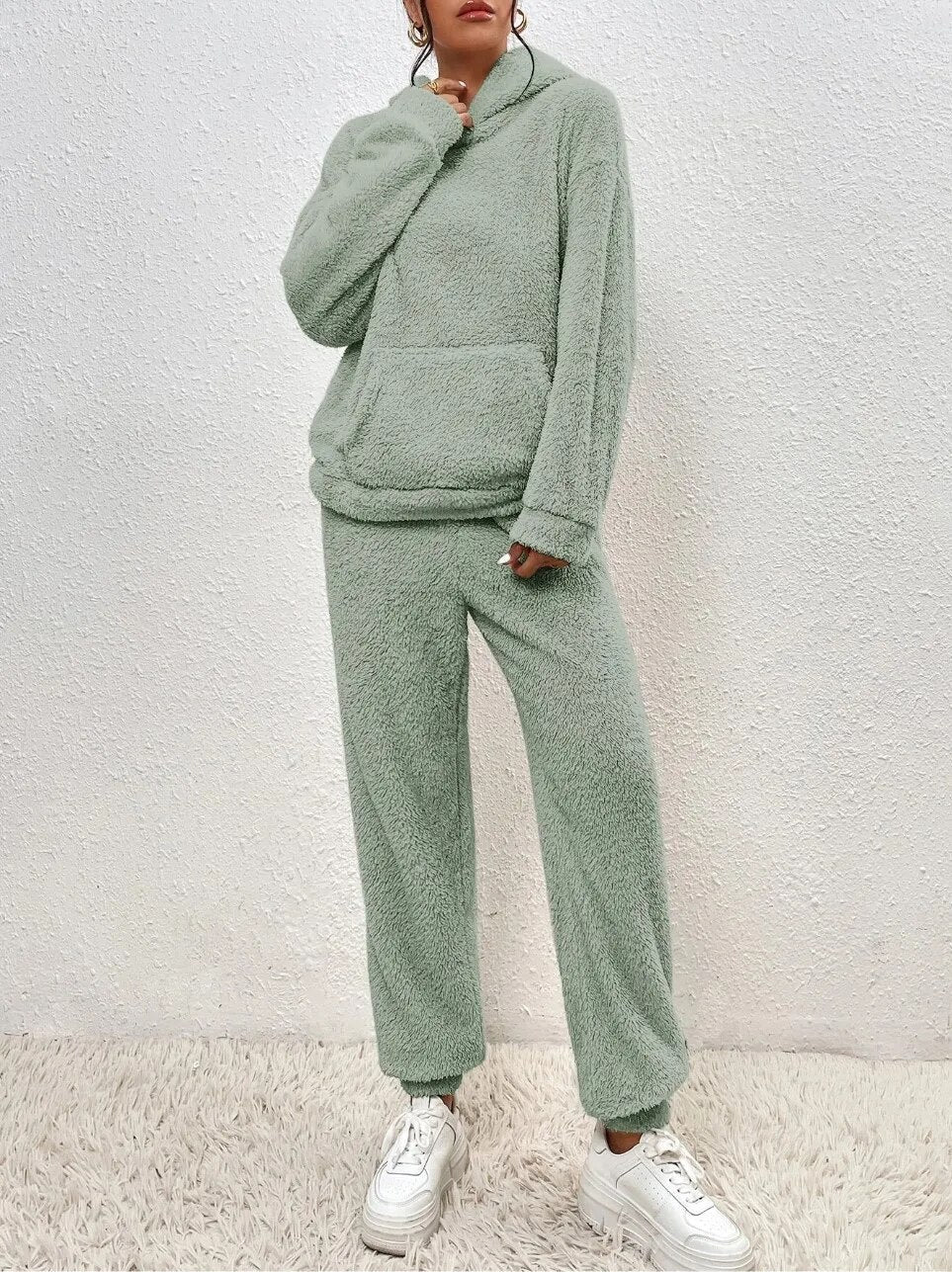 Ultra-Comfortable Teddy Loungewear with Hood - Lana-White-XS-Nora Luxe
