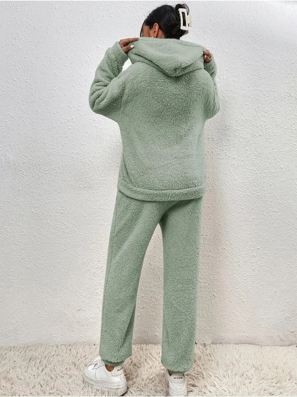 Ultra-Comfortable Teddy Loungewear with Hood - Lana-White-XS-Nora Luxe