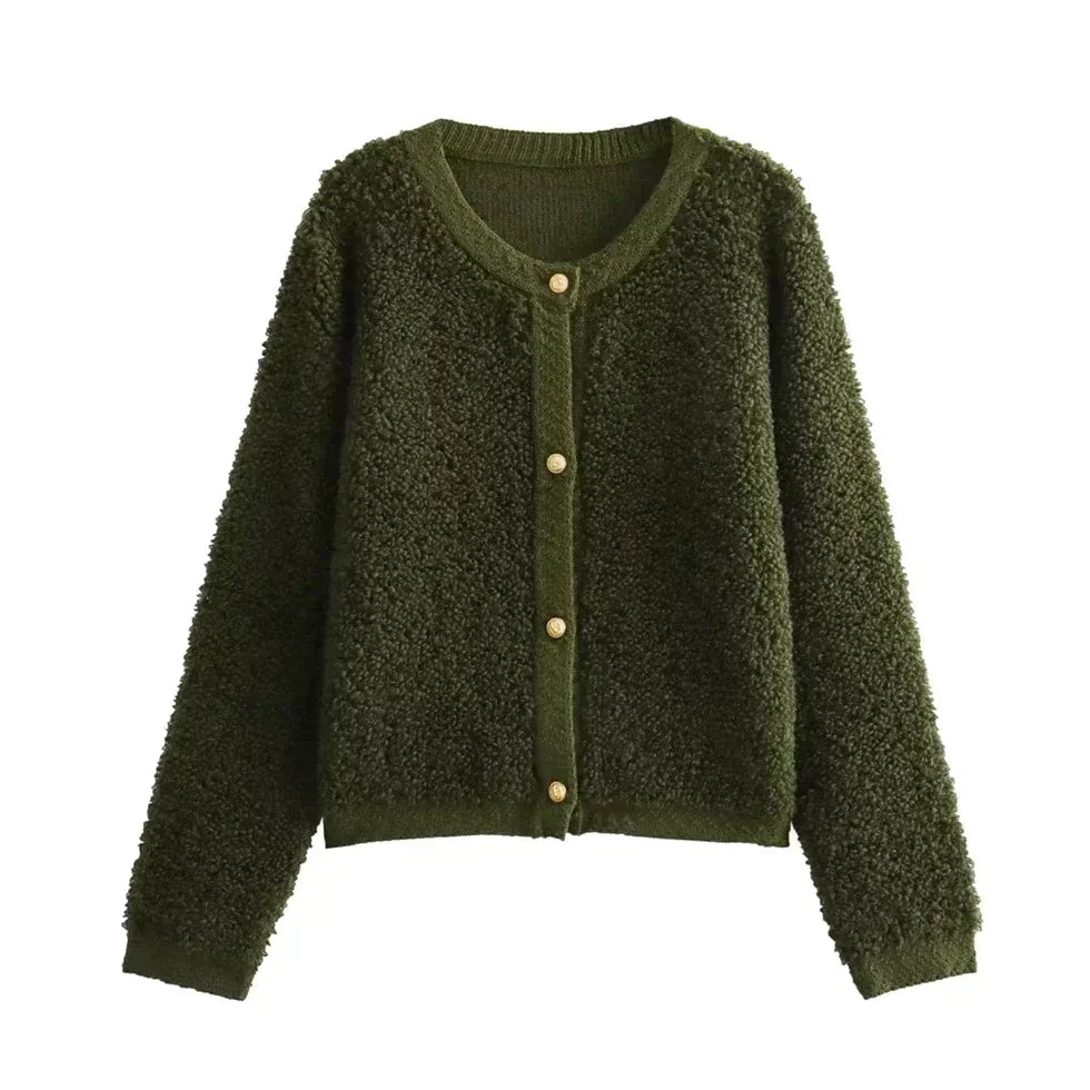 Ultra Soft Cardigan Vest - CozyTeddy-Green-S-Nora Luxe