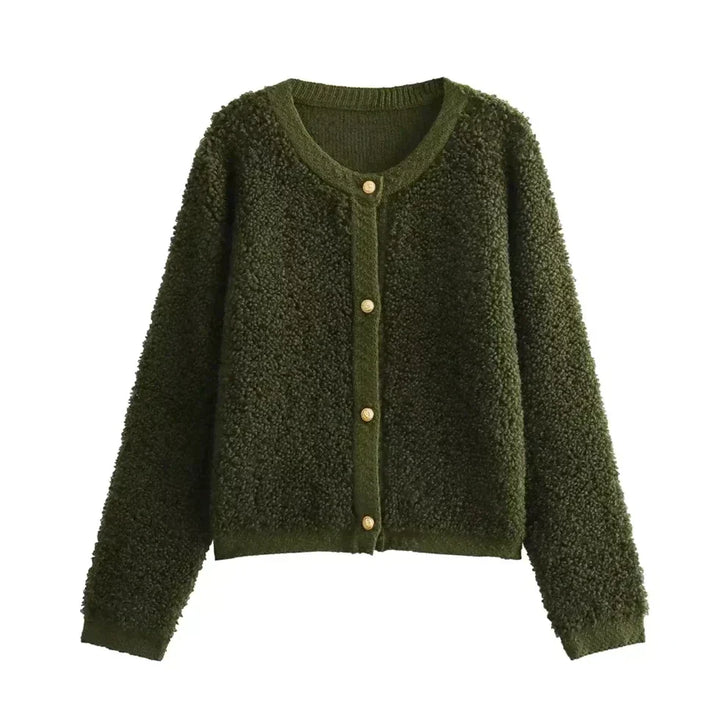 Ultra Soft Cardigan Vest - CozyTeddy-Green-S-Nora Luxe