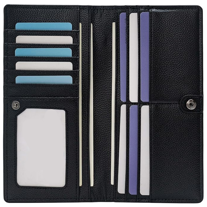 Ultra-thin RFID Blocking Leather Card Wallet - Renée-Black-Nora Luxe