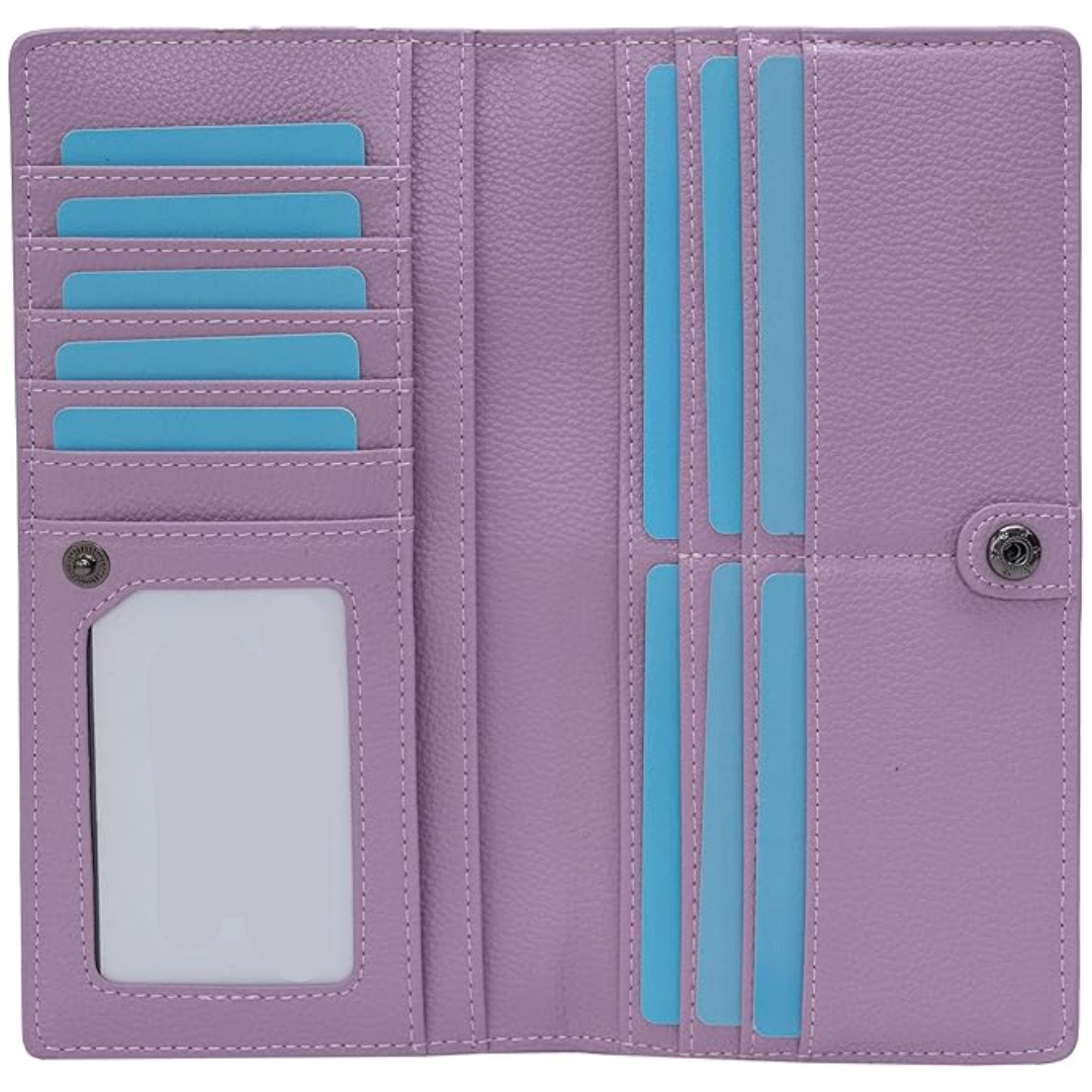 Ultra-thin RFID Blocking Leather Card Wallet - Renée-Purple-Nora Luxe