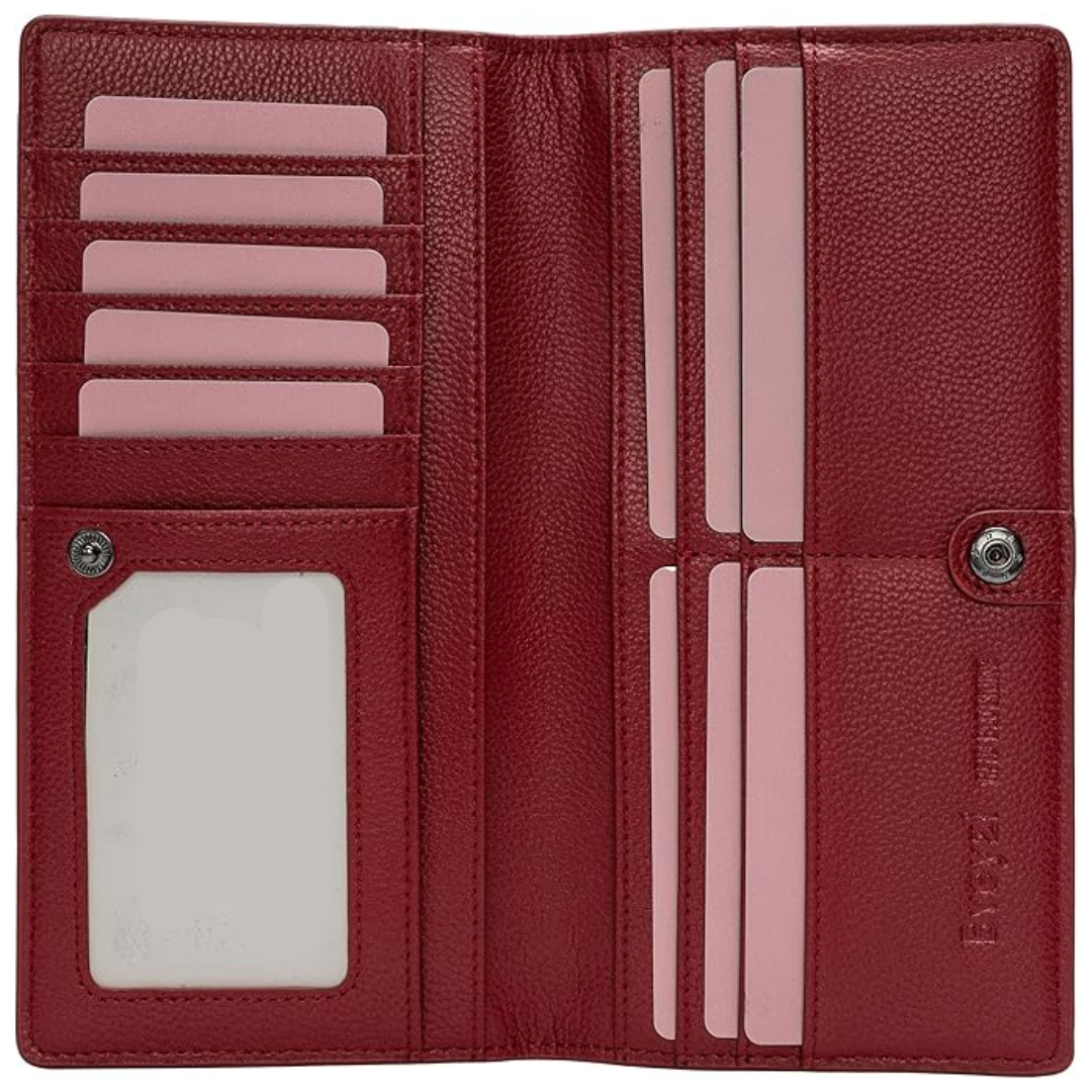 Ultra-thin RFID Blocking Leather Card Wallet - Renée-Red-Nora Luxe