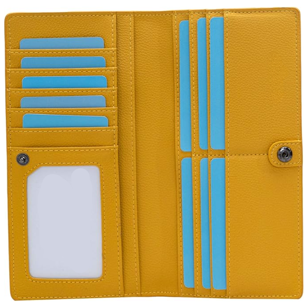 Ultra-thin RFID Blocking Leather Card Wallet - Renée-Yellow-Nora Luxe
