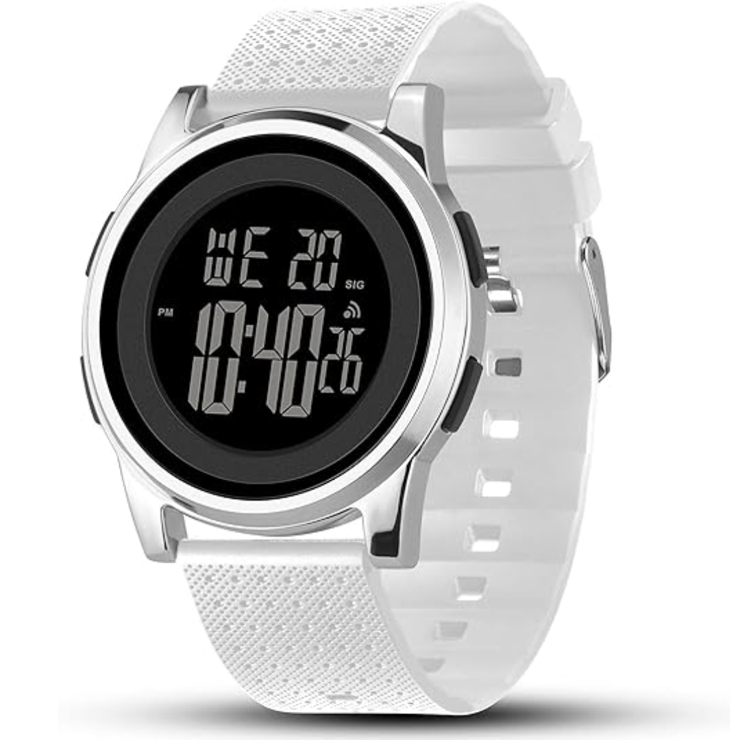Ultra-Thin Waterproof Digital Sports Watch - Charlie-Silver White-Nora Luxe