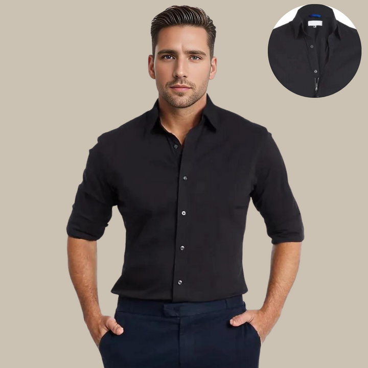 UltraFlex Shirt | Crease-Resistant Blouse with Zip-Black-XS-Nora Luxe