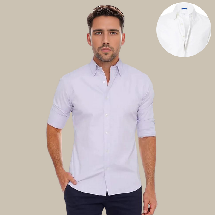 UltraFlex Shirt | Crease-Resistant Blouse with Zip-Broken white-XS-Nora Luxe