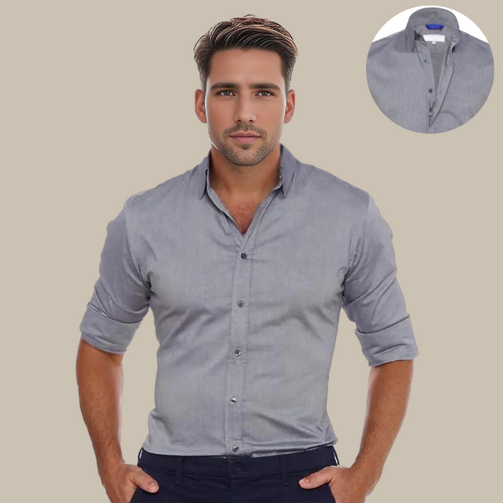UltraFlex Shirt | Crease-Resistant Blouse with Zip-Gray-XS-Nora Luxe