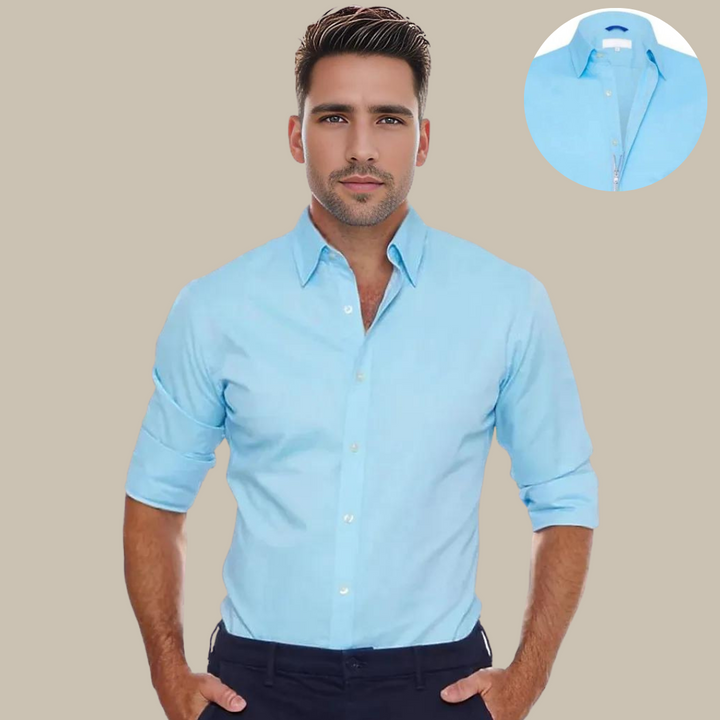 UltraFlex Shirt | Crease-Resistant Blouse with Zip-Light blue-XS-Nora Luxe