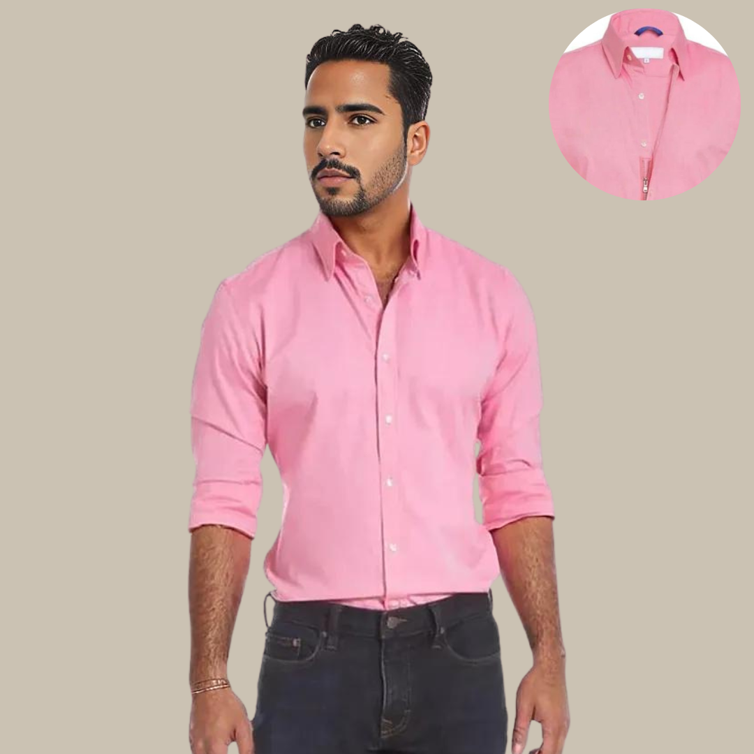 UltraFlex Shirt | Crease-Resistant Blouse with Zip-Pink-XS-Nora Luxe