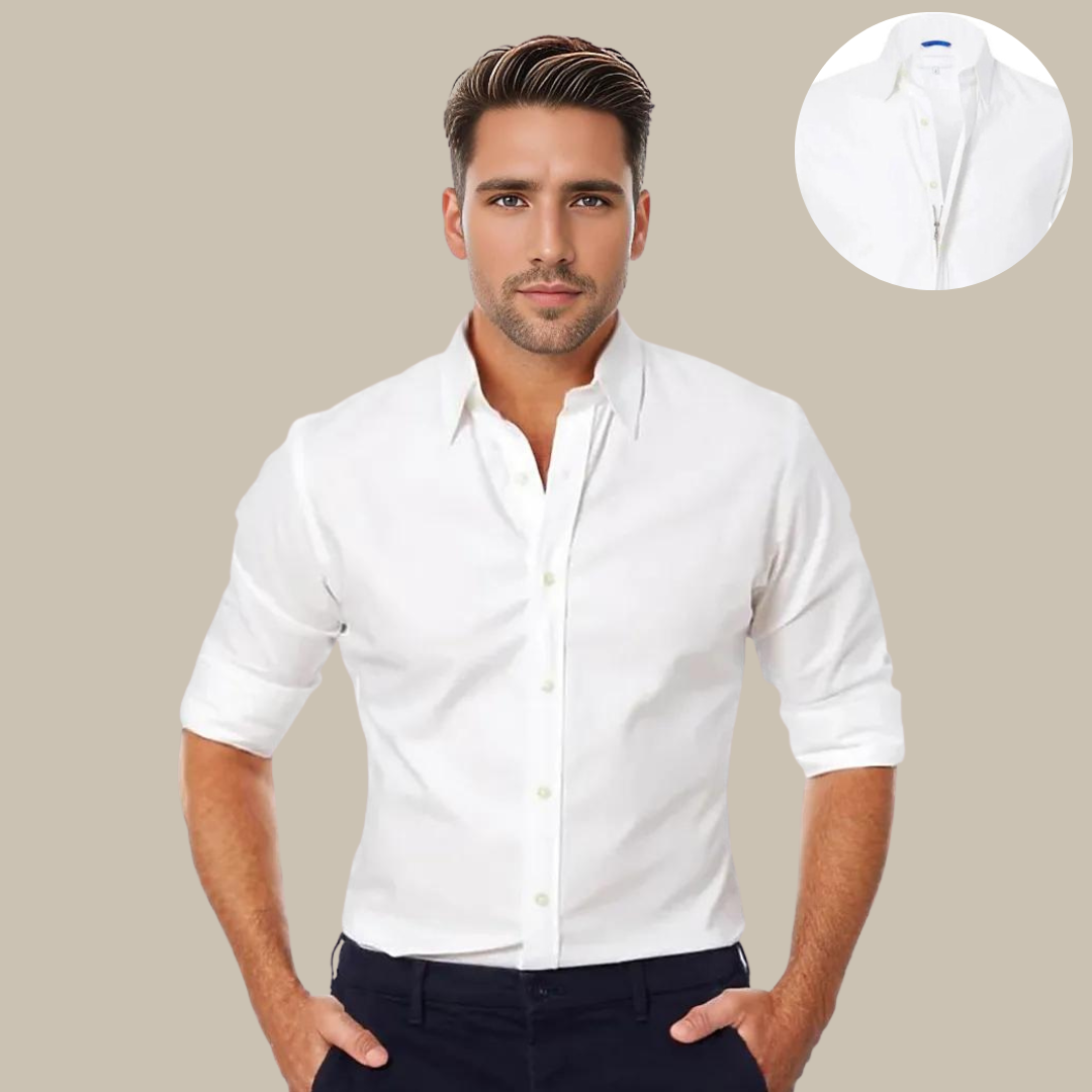 UltraFlex Shirt | Crease-Resistant Blouse with Zip-White-XS-Nora Luxe