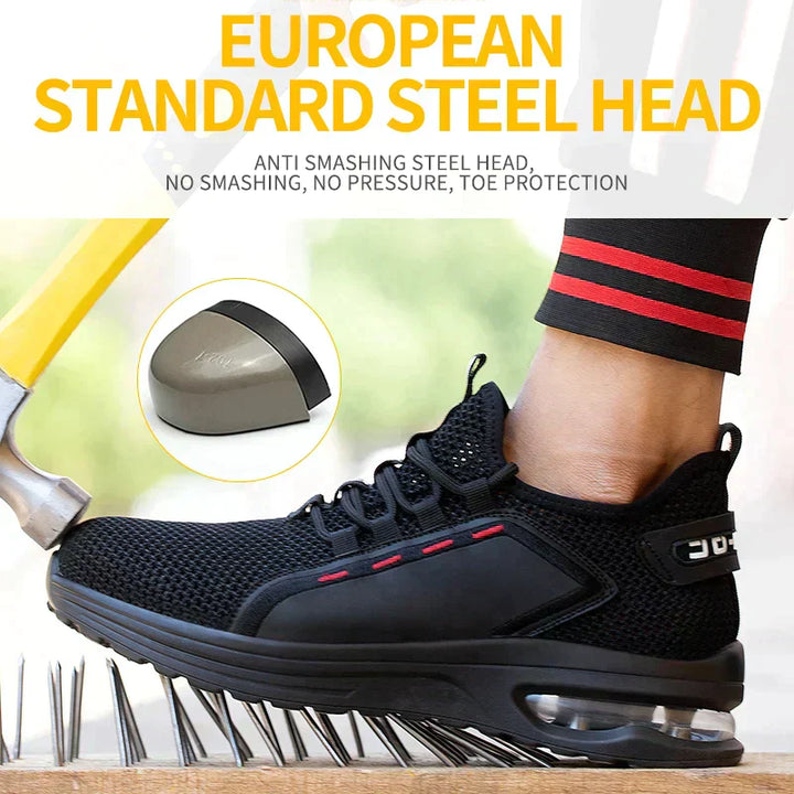 Ultralight Safety Shoes with Steel Toe - SteelFlex One-Black-4.5-Nora Luxe