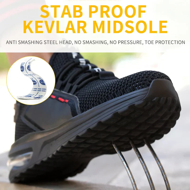 Ultralight Safety Shoes with Steel Toe - SteelFlex One-Black-4.5-Nora Luxe