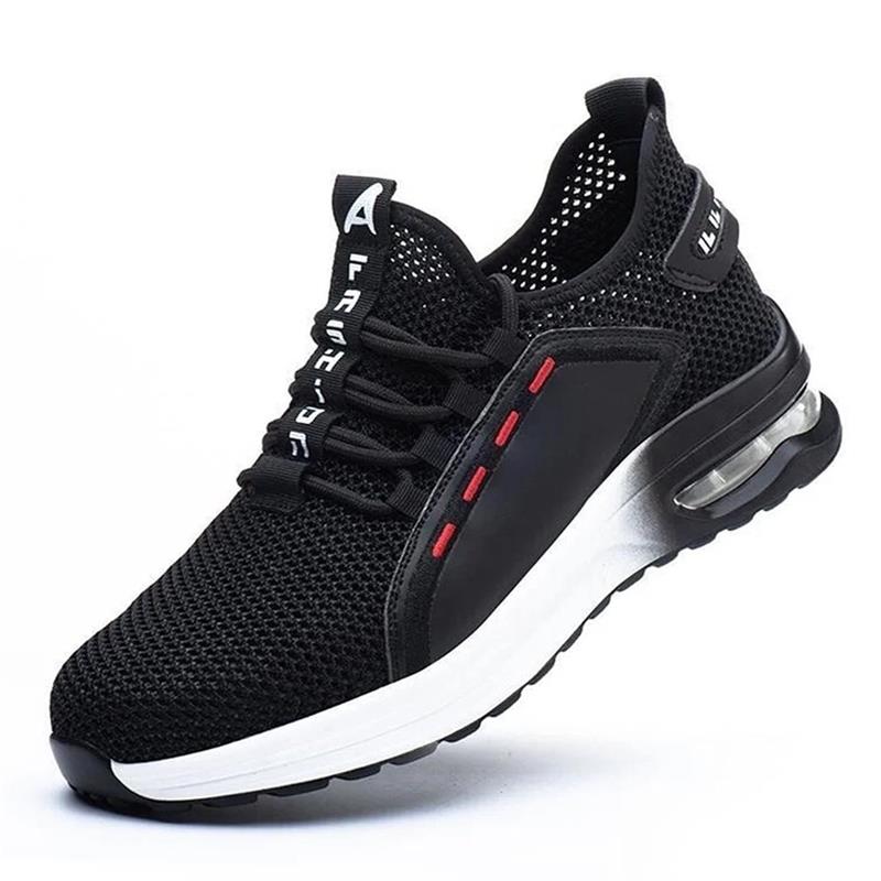 Ultralight Safety Shoes with Steel Toe - SteelFlex One-Black White-4.5-Nora Luxe