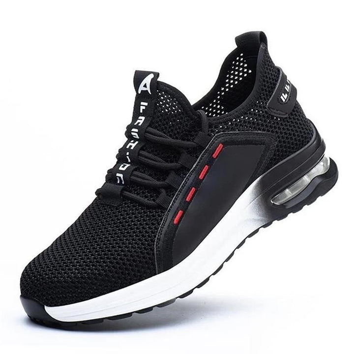 Ultralight Safety Shoes with Steel Toe - SteelFlex One-Black White-4.5-Nora Luxe